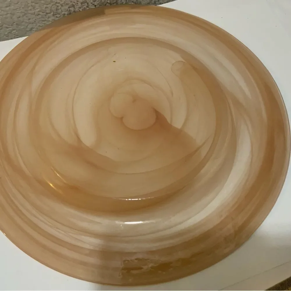 Pier 1 Imports Alabaster Peach Swirl Glass Charges Plates 12.75